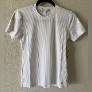 NWT EleVen By Venus Williams Love To Love Rib Tee White Size S Crewneck Tennis